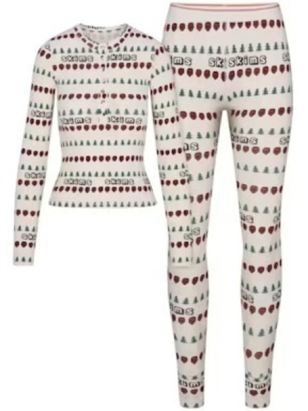 🤍 SKIMSxCPFM Cotton Rib Henley & Legging Set | Marble Pine Fairisle | XS | NWT